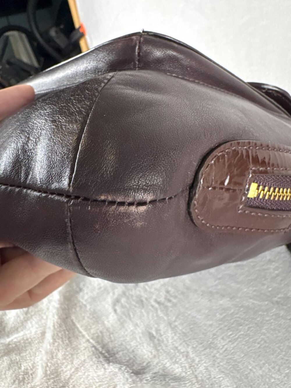 Coach Kristin Spectator Zip Tote in Eggplant/Ostrich Embossed and Patent Leather - Picture 8 of 16